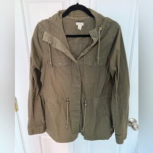 L.L.Bean Women's Olive Hooded Utility Jacket